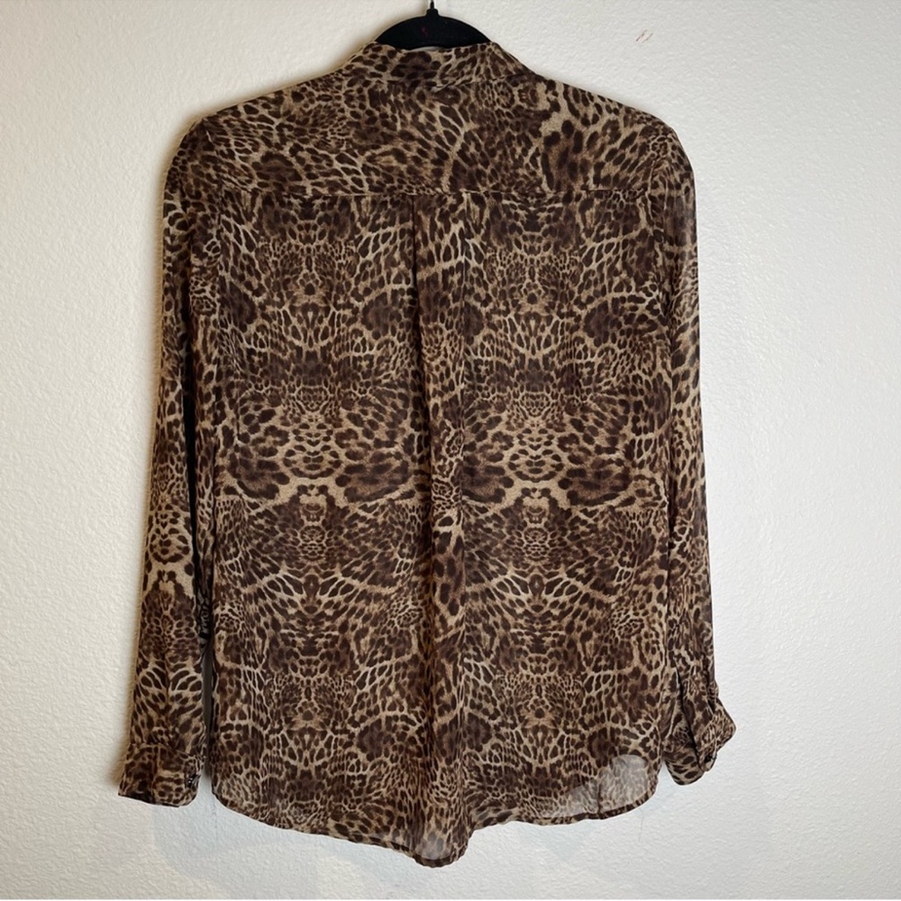 The Kooples Leopard Print Button Up Top Size XXS Semi Sheer Blouse Mobwives - Picture 3 of 13